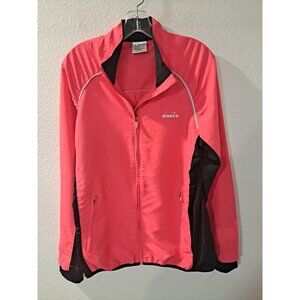 Diadora Women Pink Full-Zip Retro Track Running Jacket Warm-Up Lightweight XL